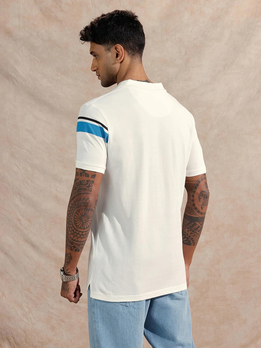 Striped Polo T-Shirt | White - Image 3