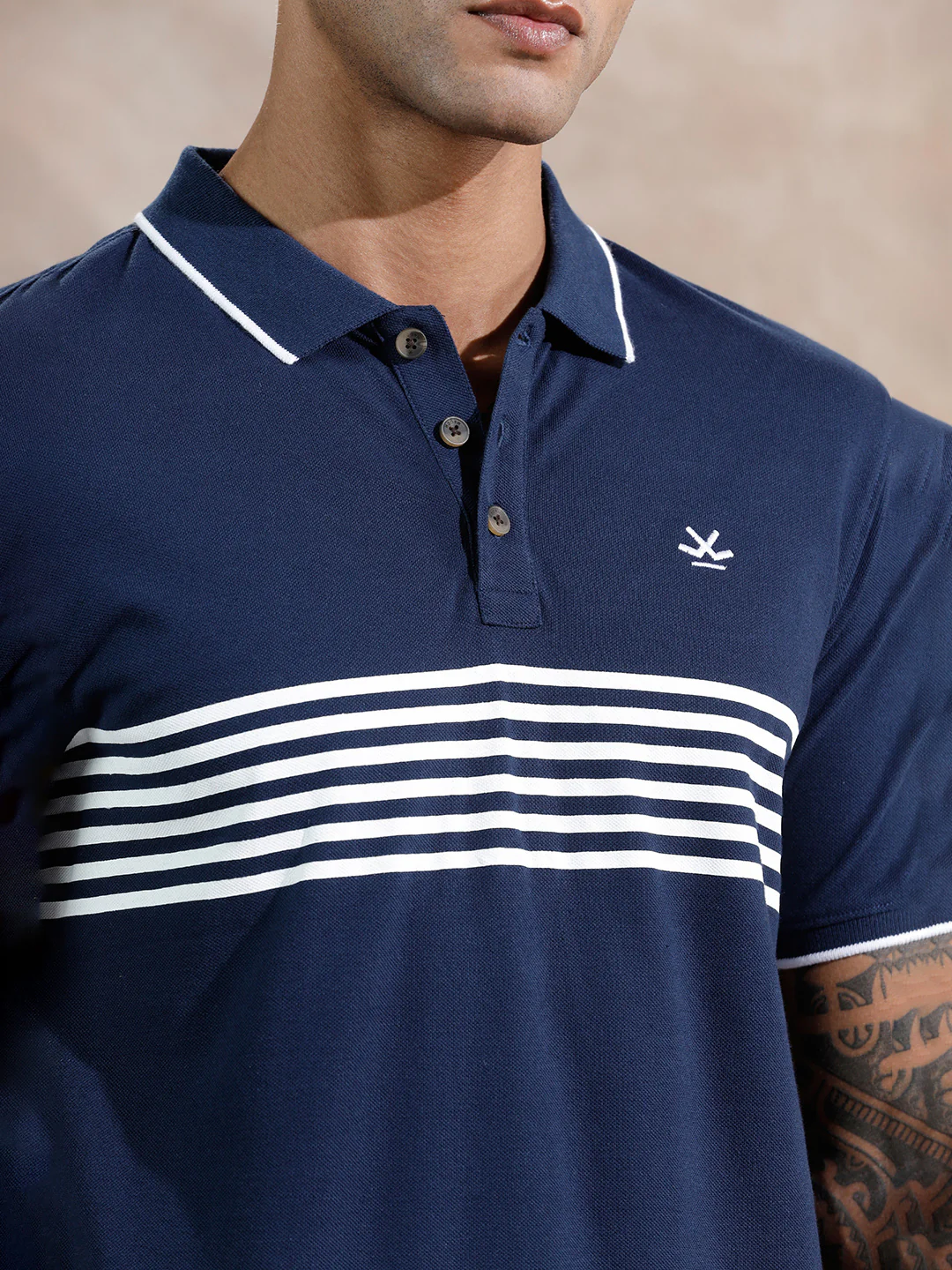 Striped Polo Tshirt  | Navy Blue - Image 5