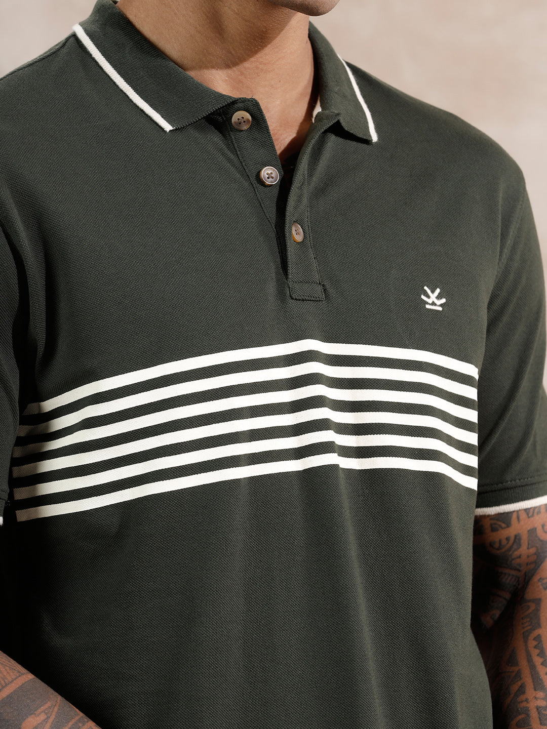 Striped Polo Tshirt | Olive - Image 5