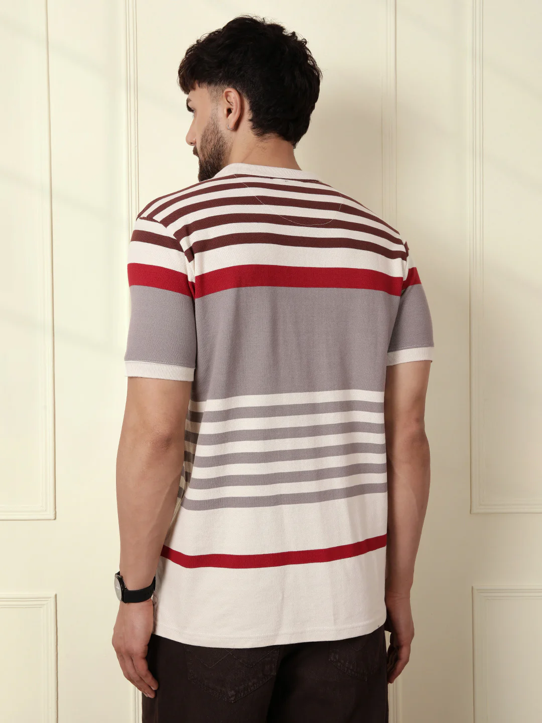 Yard Dyed Stripes Polo T-Shirt | Rust - Image 3