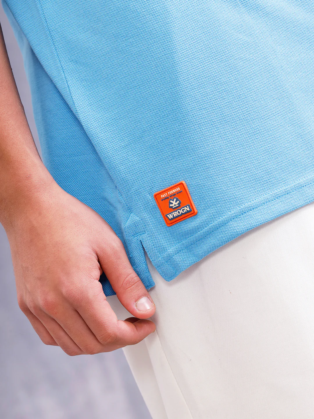 Striped Sleeve Oversized Fit Polo T-Shirt | Blue - Image 5