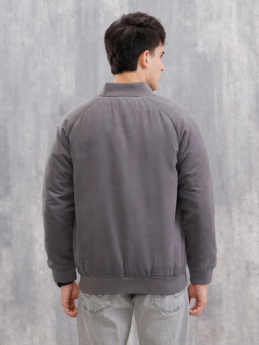 Suede Bomber Jacket I Grey - Image 3