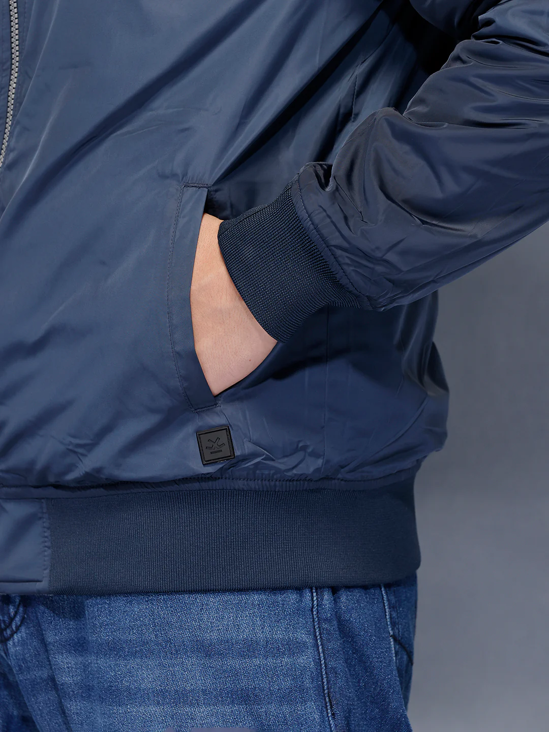 Suede finish bomber Jacket | Blue - Image 5