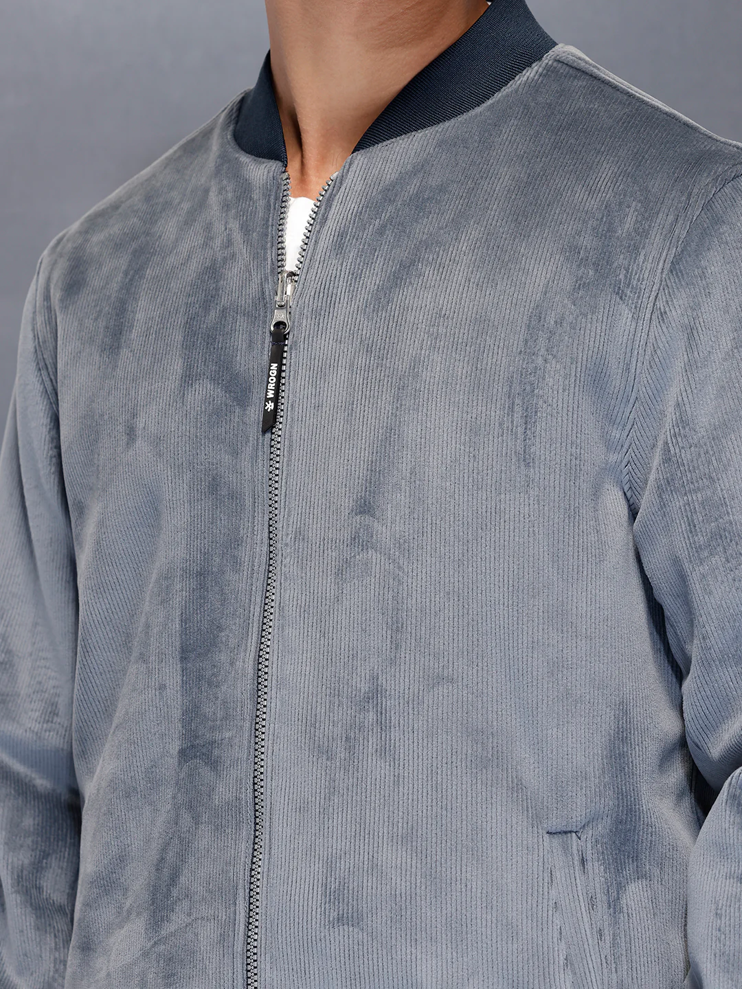 Suede finish bomber Jacket | Blue - Image 6