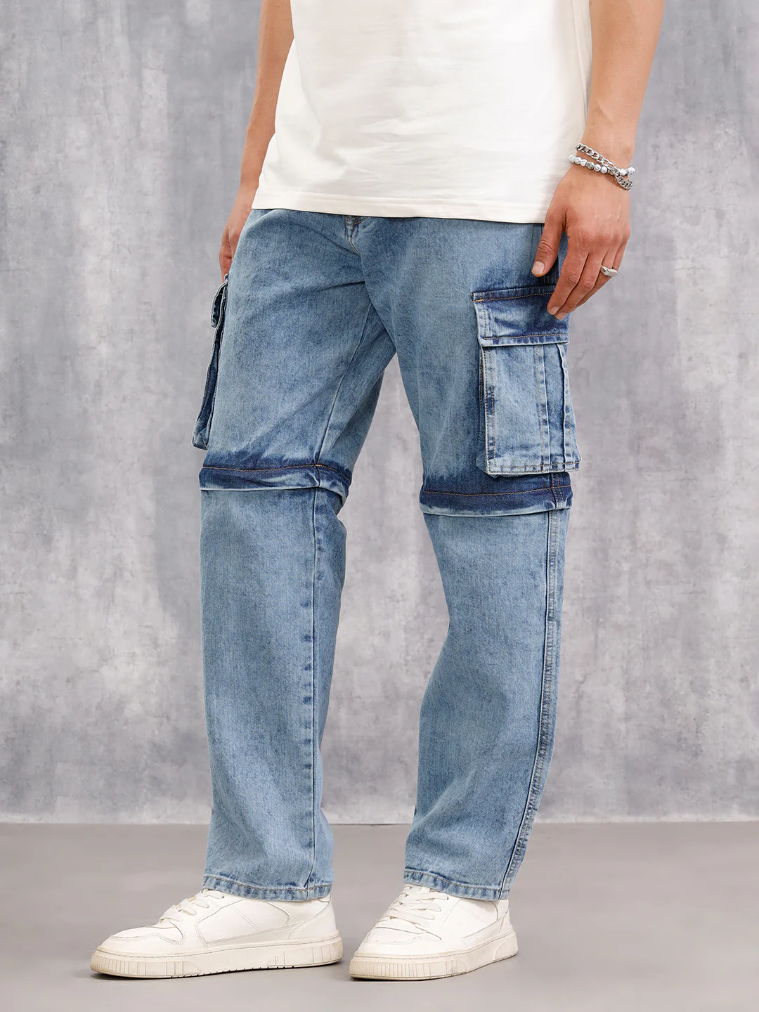 Superstone Wash Convertible Cargo Jeans I Lt Blue - Image 5