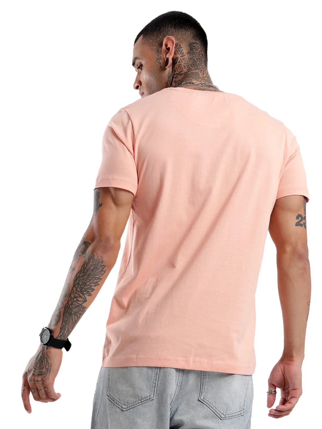Swirled Logo Print Coral T-Shirt - Image 3