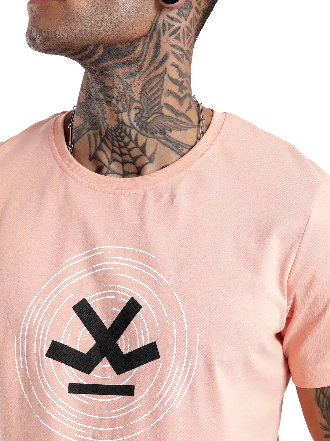 Swirled Logo Print Coral T-Shirt - Image 5