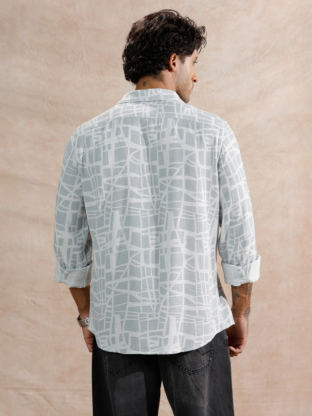 Textured AOP Regular Fit Shirt | Light Blue - Image 3
