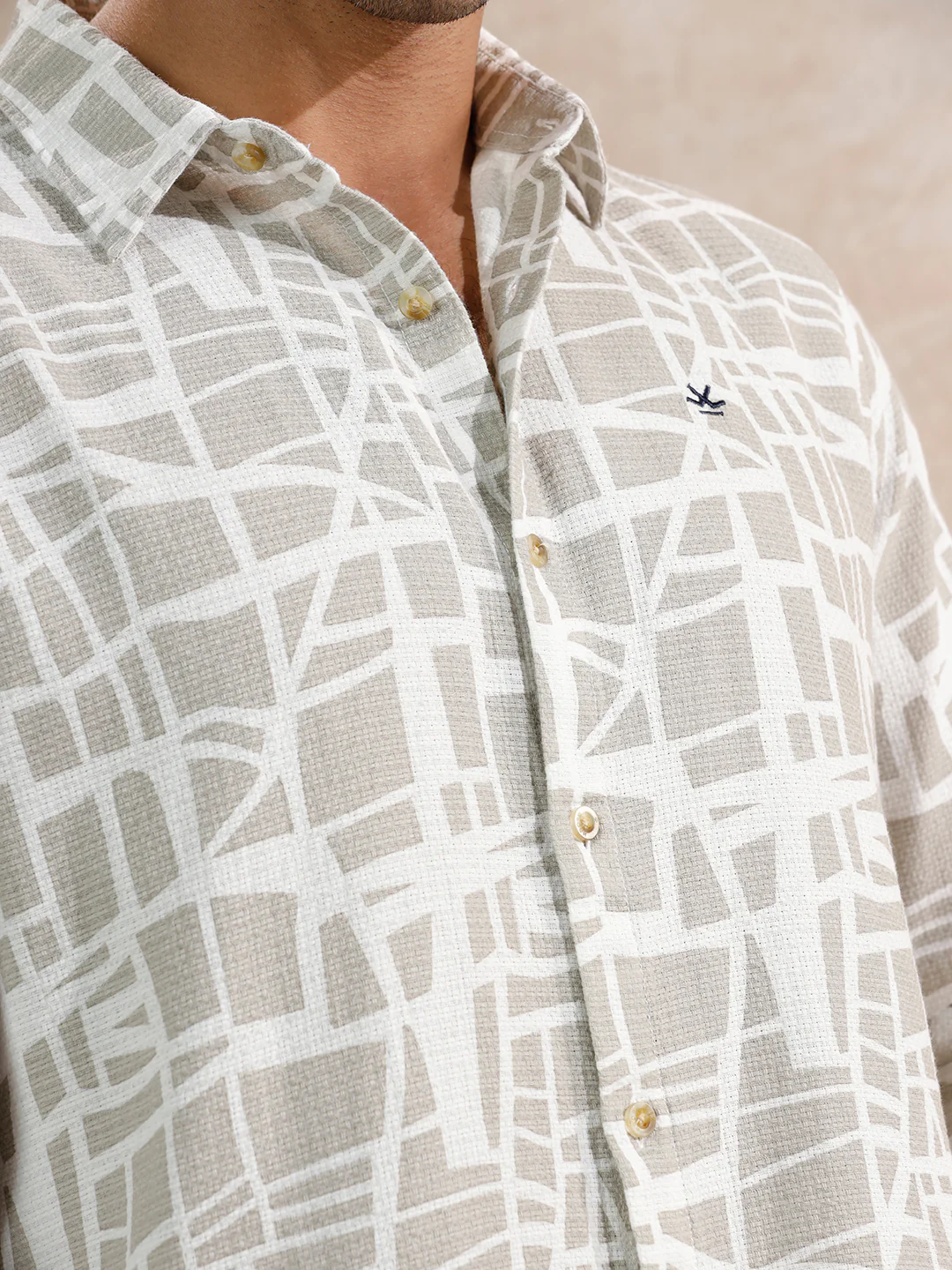 Textured AOP Regular Fit Shirt | Light Olive - Image 5