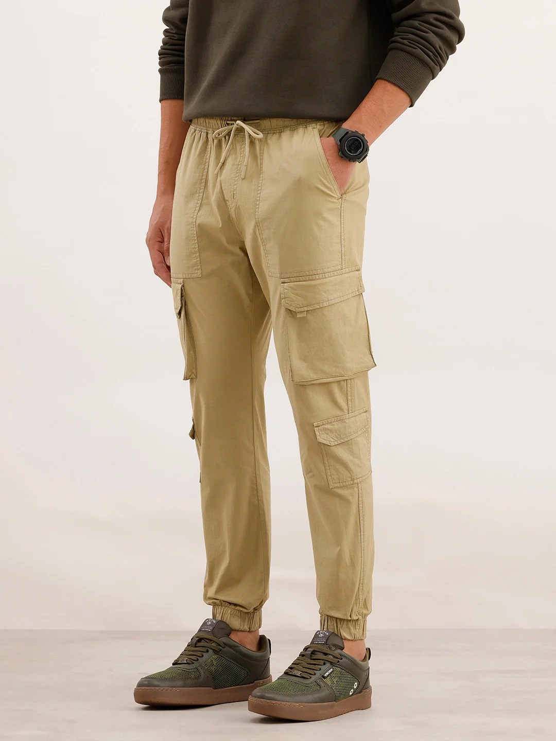 Textured Cargo Jogger | Khaki - Image 4