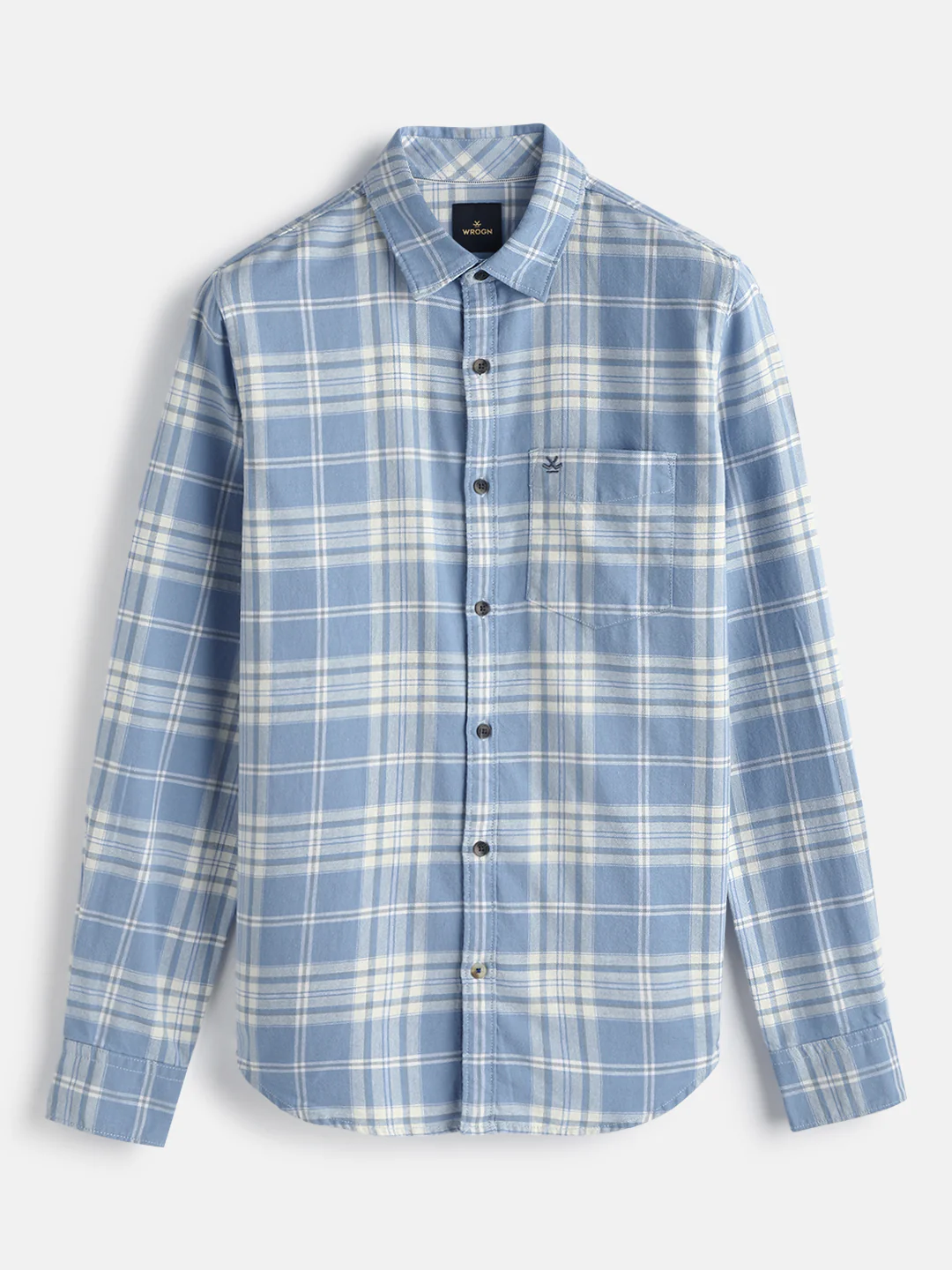 Textured Checks Cotton Shirt | Blue - Image 2