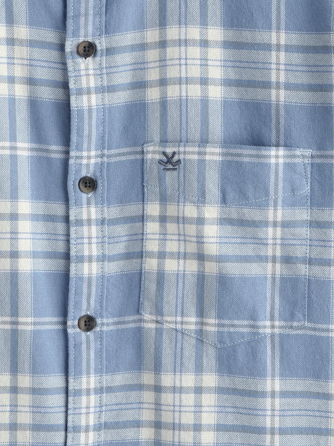 Textured Checks Cotton Shirt | Blue - Image 3