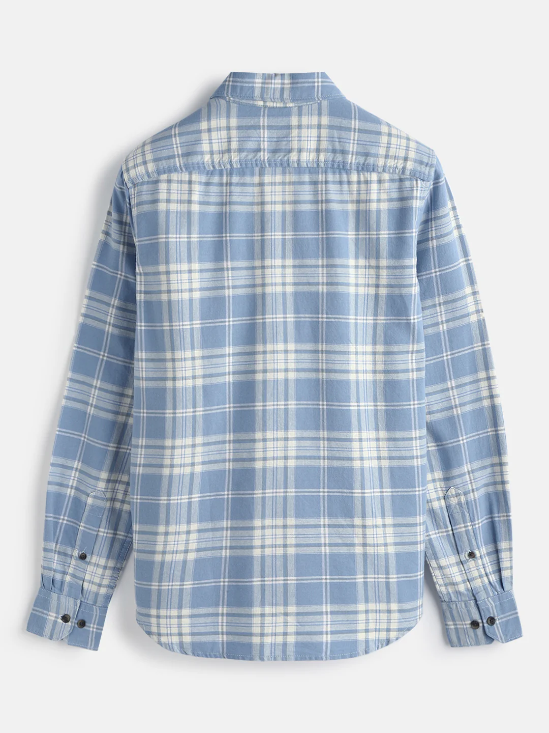 Textured Checks Cotton Shirt | Blue - Image 4