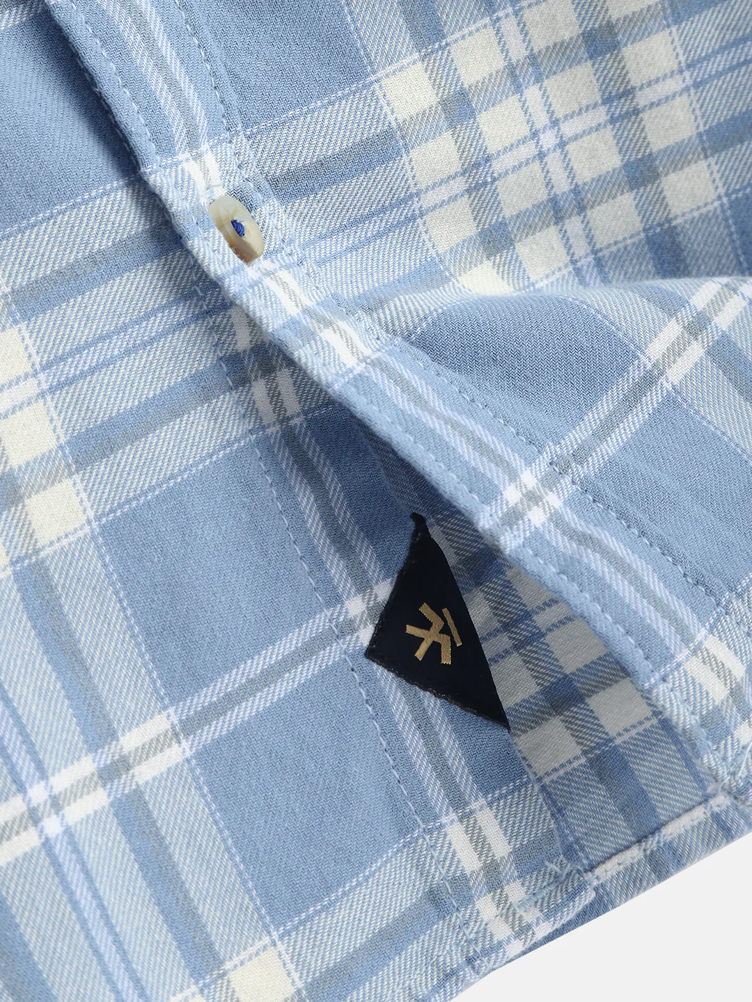 Textured Checks Cotton Shirt | Blue - Image 6