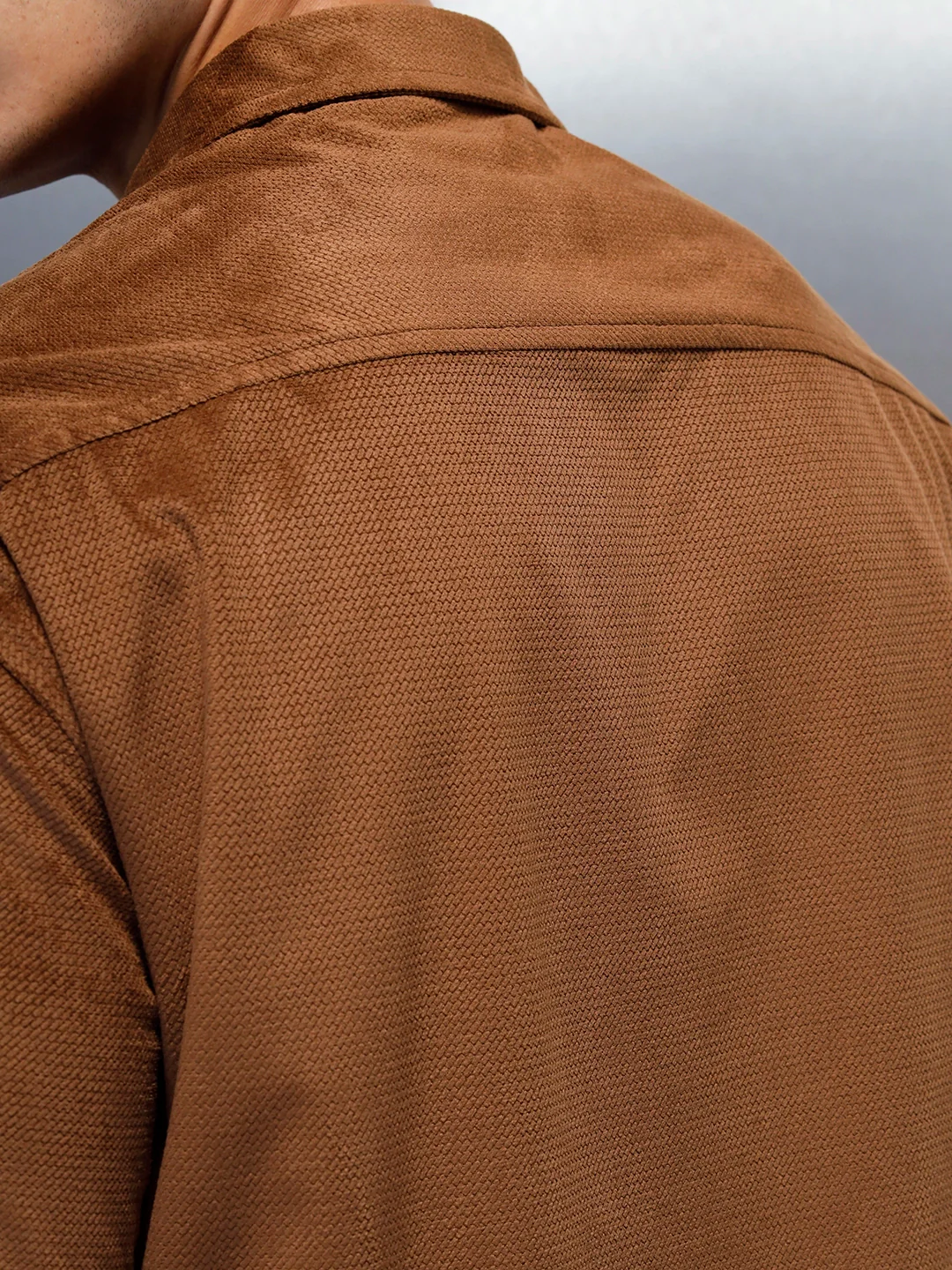 Textured Classic Men’s Oversized Fit Shirt | Khaki - Image 5