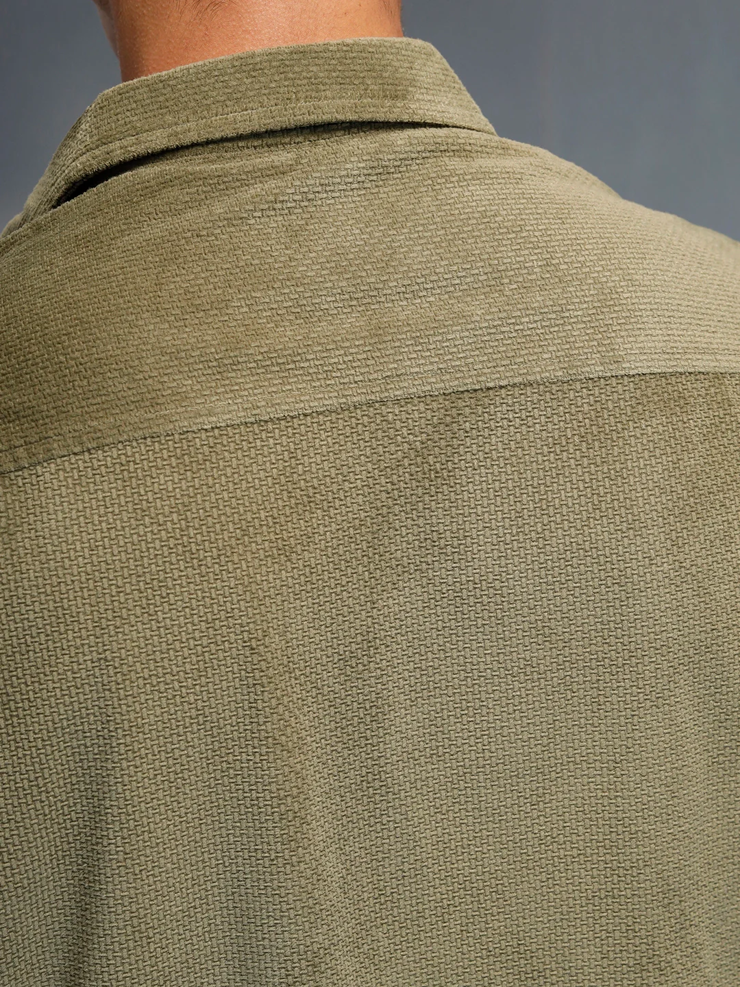 Textured Classic Men’s Oversized Fit Shirt | Olive - Image 5