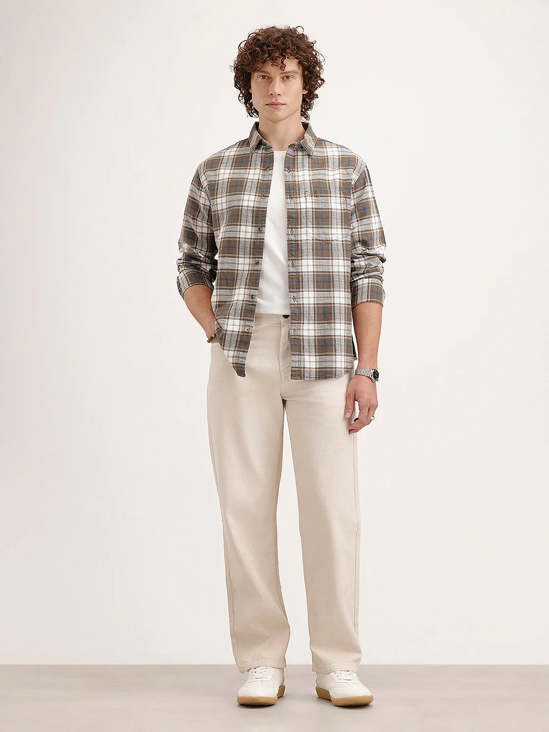 Textured Comfort Fit Checkered Shirt | Brown - Image 2