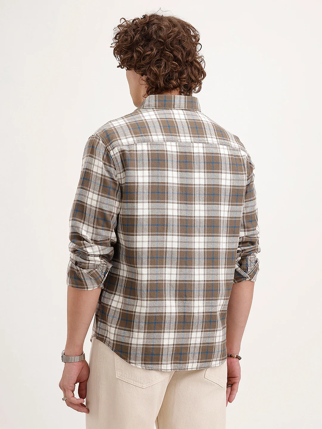 Textured Comfort Fit Checkered Shirt | Brown - Image 3