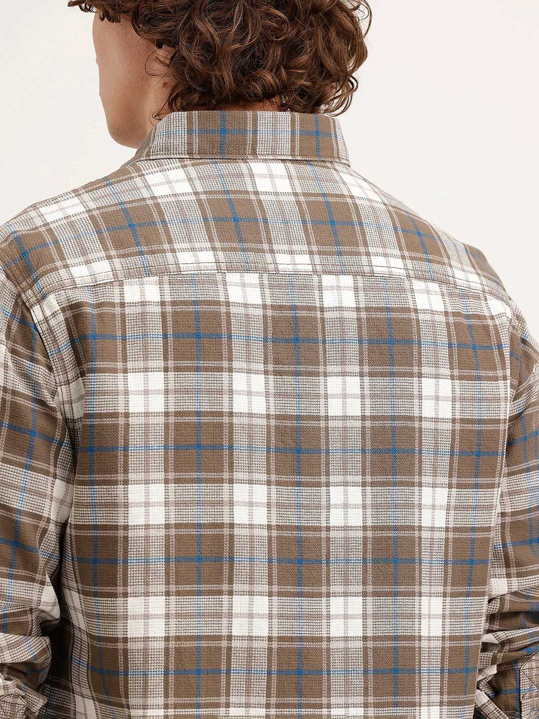 Textured Comfort Fit Checkered Shirt | Brown - Image 6
