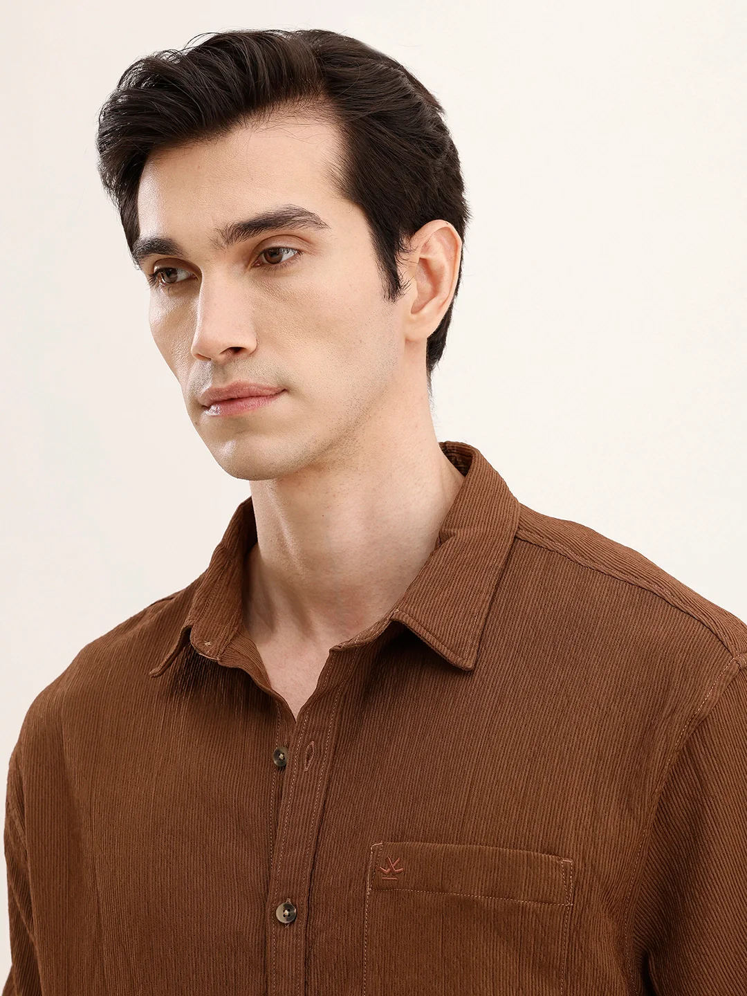 Comfort Fit Textured Shirt | Dark Khaki - Image 5