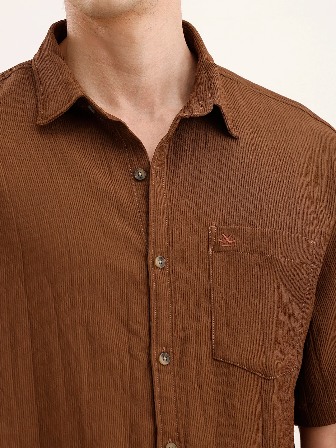 Comfort Fit Textured Shirt | Dark Khaki - Image 6