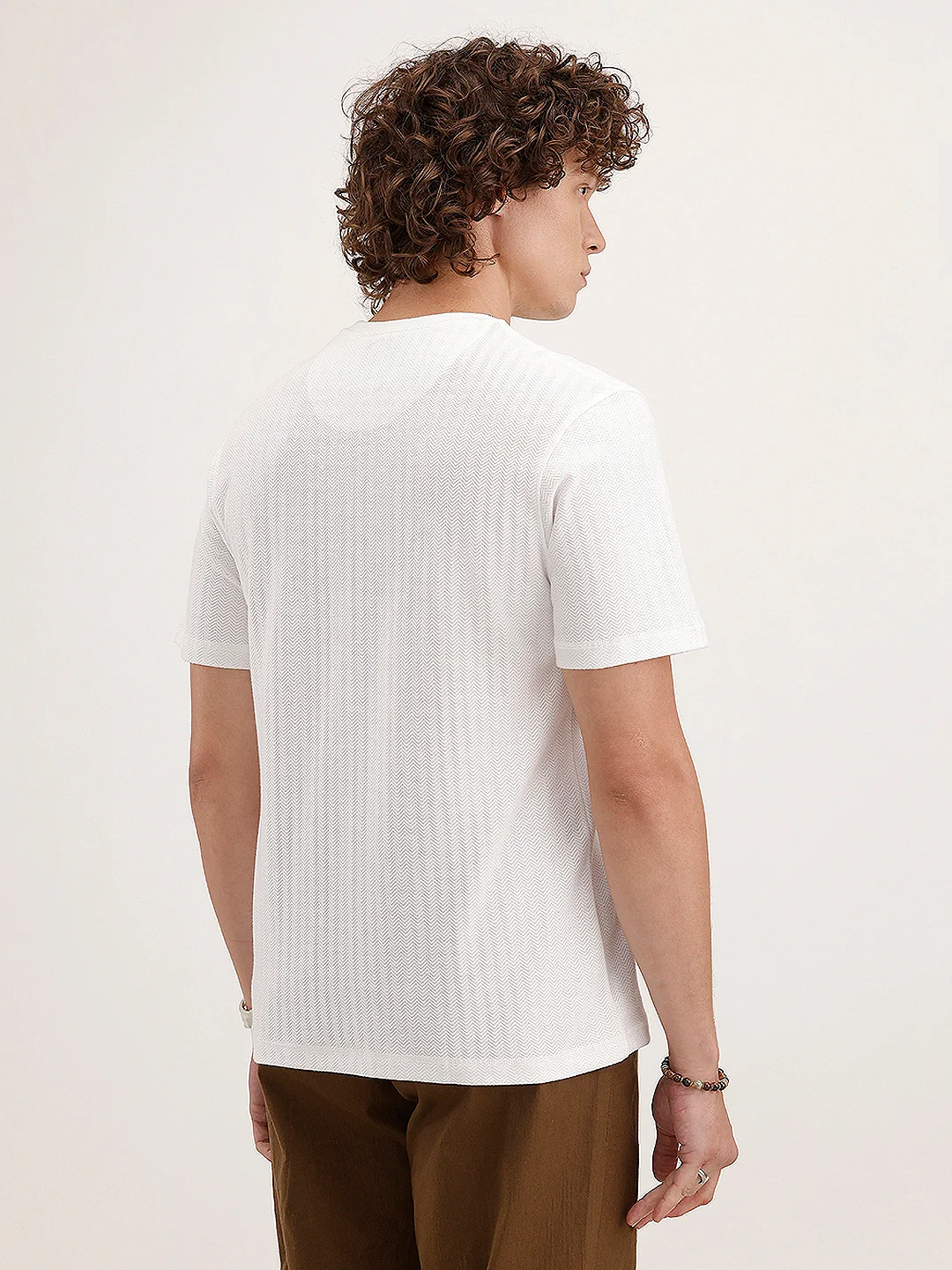 Textured Comfort Fit T-Shirt | White - Image 3