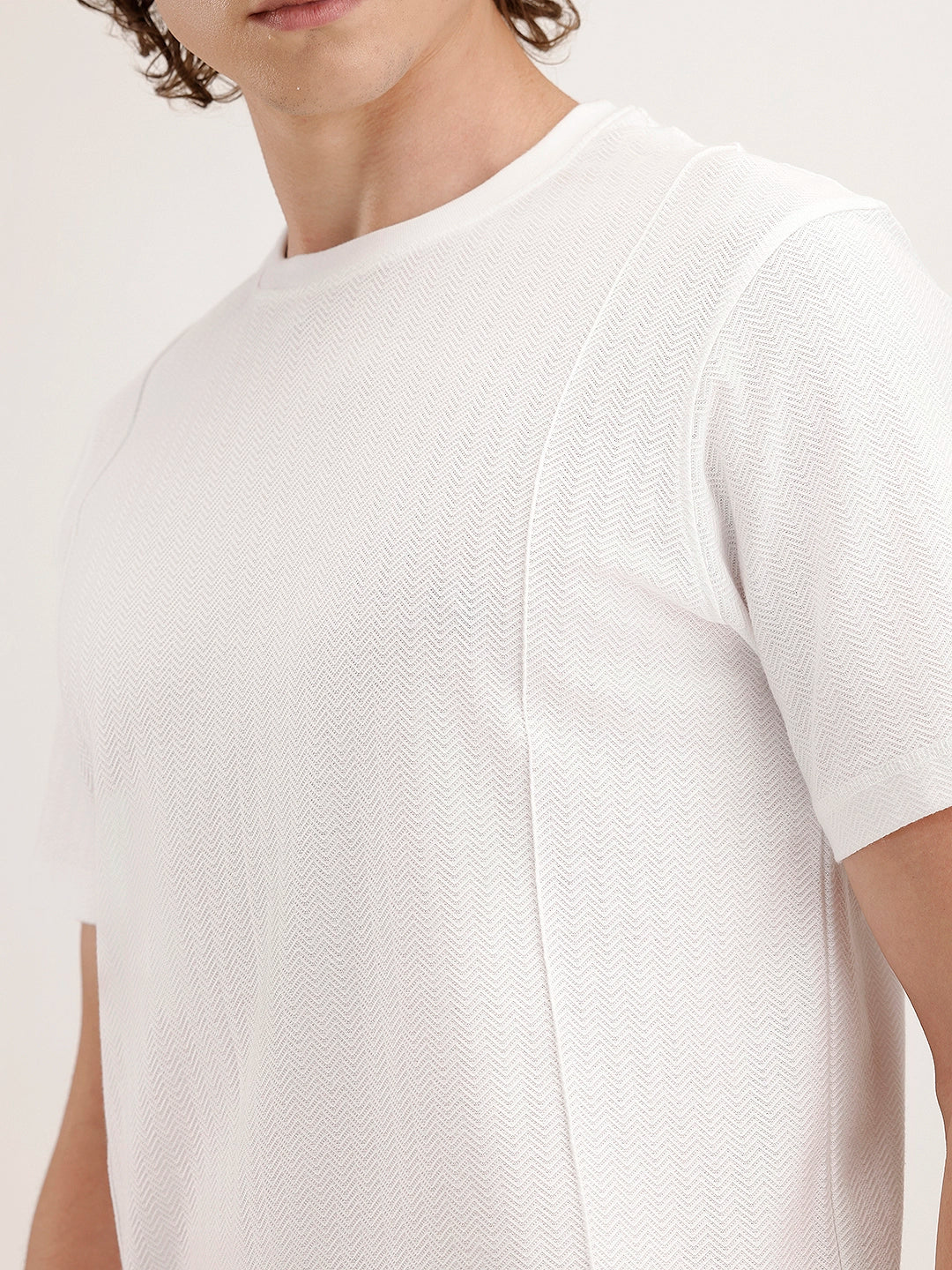 Textured Comfort Fit T-Shirt | White - Image 5