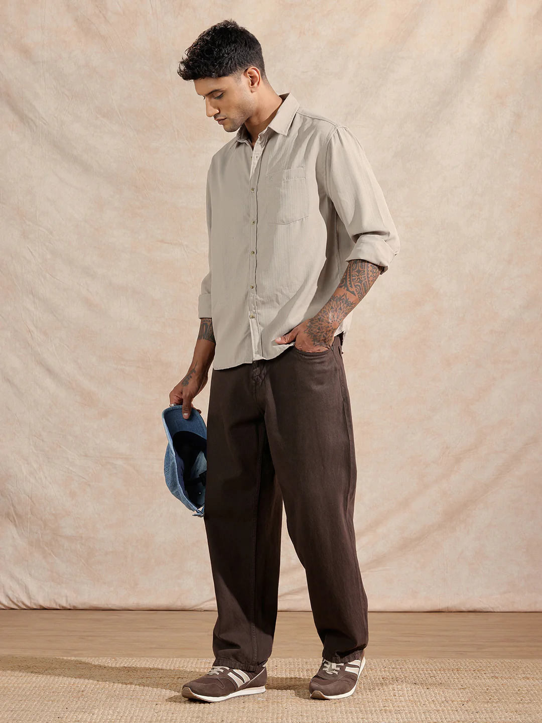 Textured Cotton Slub Comfort Fit Shirt | Grey - Image 2