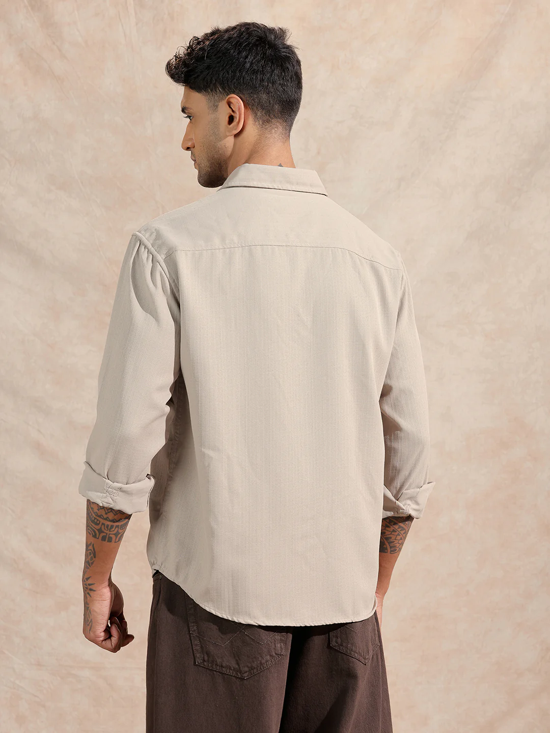 Textured Cotton Slub Comfort Fit Shirt | Grey - Image 3