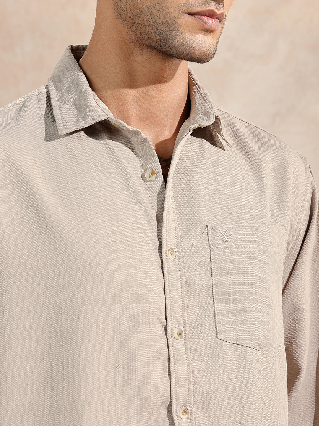 Textured Cotton Slub Comfort Fit Shirt | Grey - Image 5