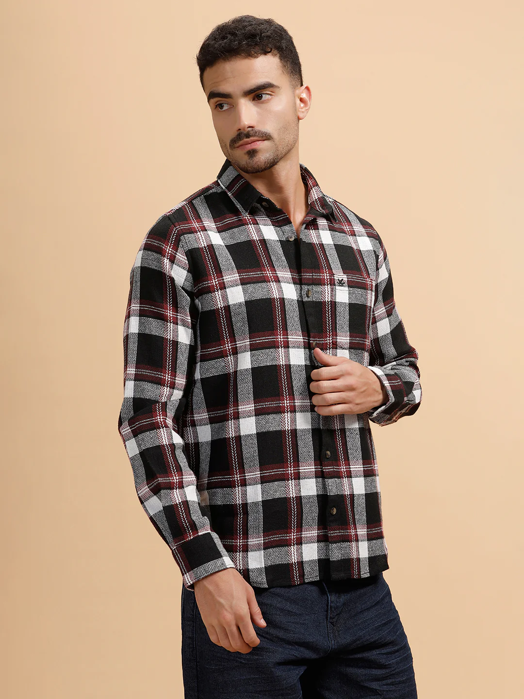 Textured Dobby Regular Fit Shirt | Red - Image 4