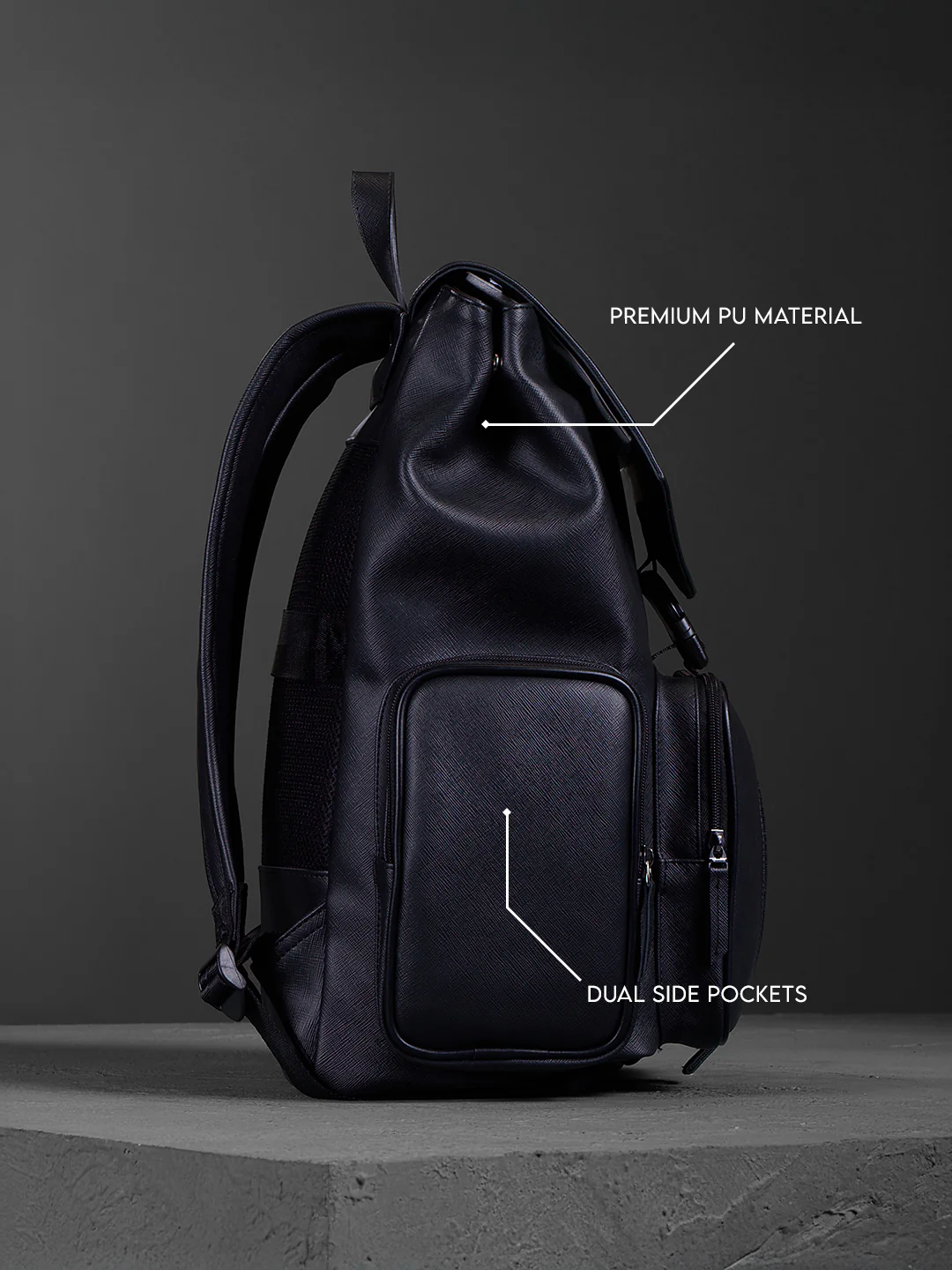 Textured Everyday Backpack | Black (30L) - Image 4