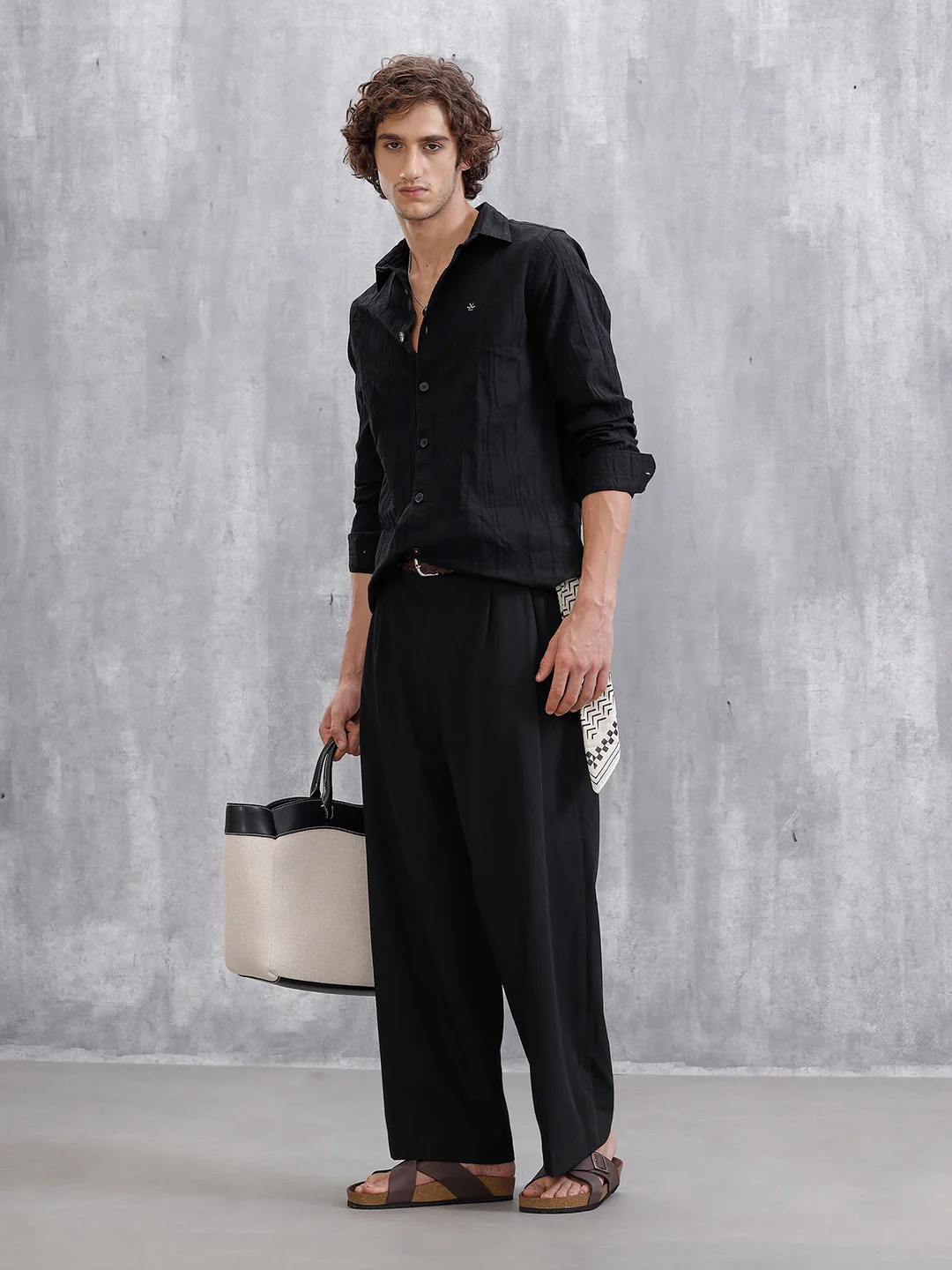 Textured Full Sleeve Shirt | Black - Image 2