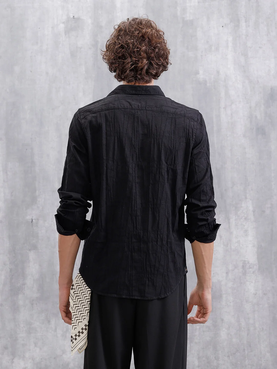 Textured Full Sleeve Shirt | Black - Image 3