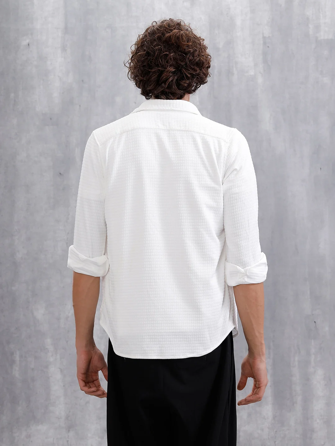 Textured Full Sleeve Shirt | White - Image 3