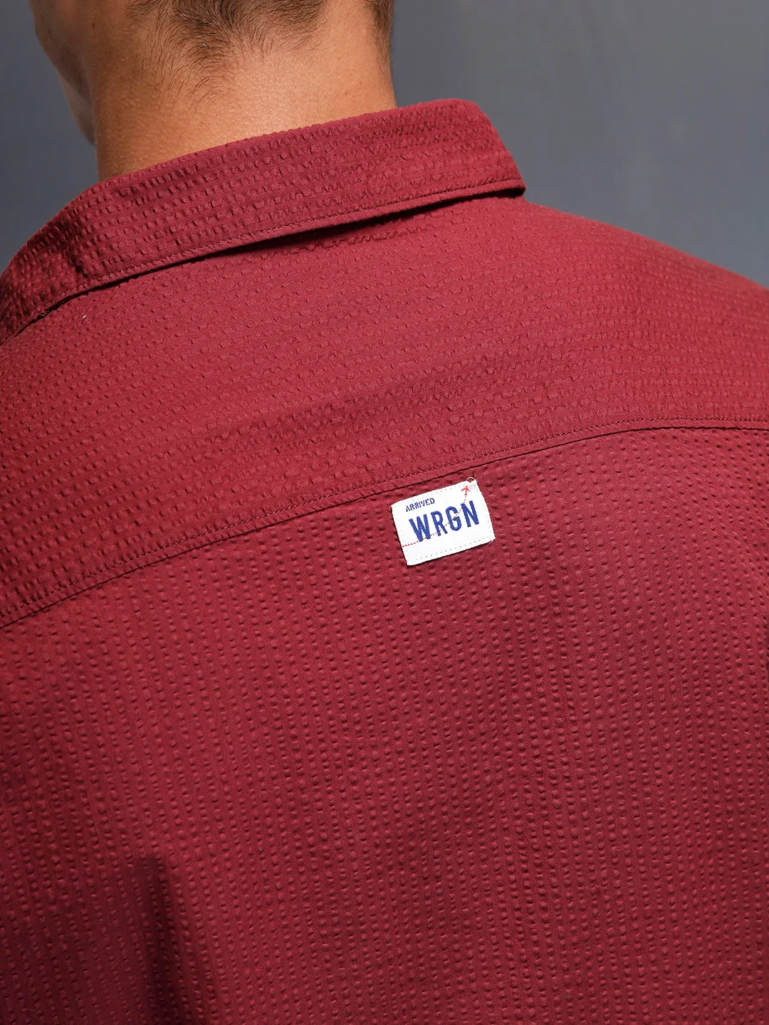 Textured Men's Casual Regualr Fit Shirt | Maroon - Image 5