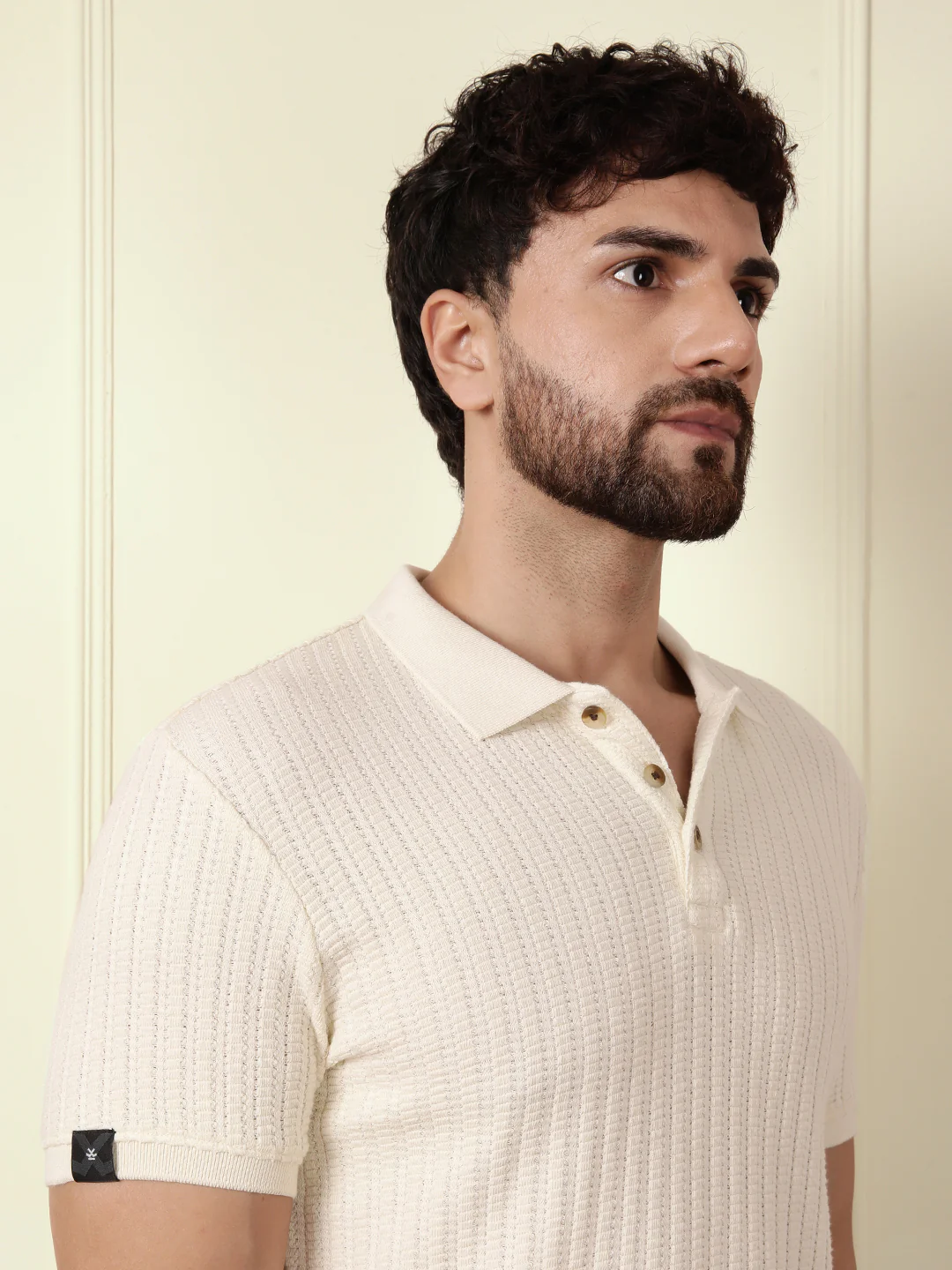 Solid Textured Polo | Off White - Image 5