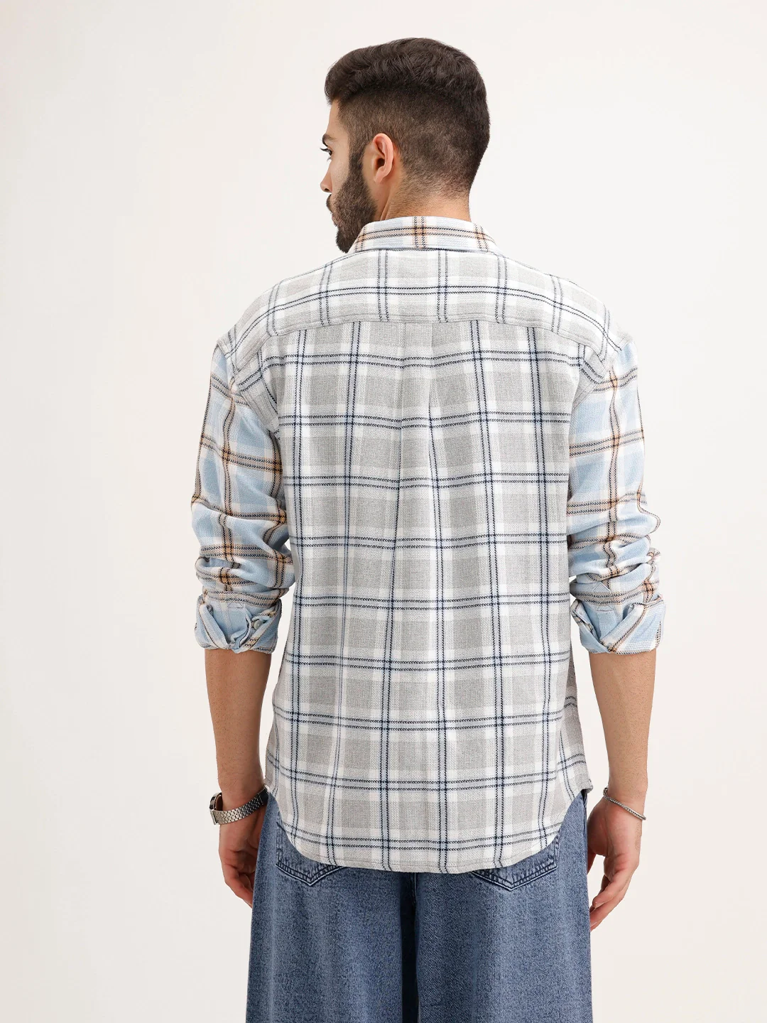 Textured Oversized Double Pocket Shirt | Light Blue - Image 3
