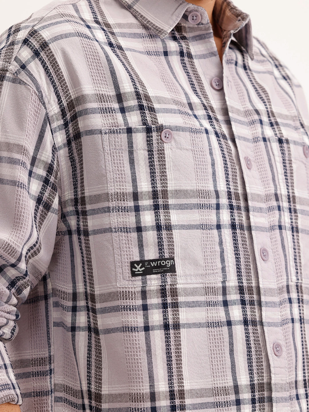 Textured Oversized Fit Double Pocket Shirt | Purple - Image 5