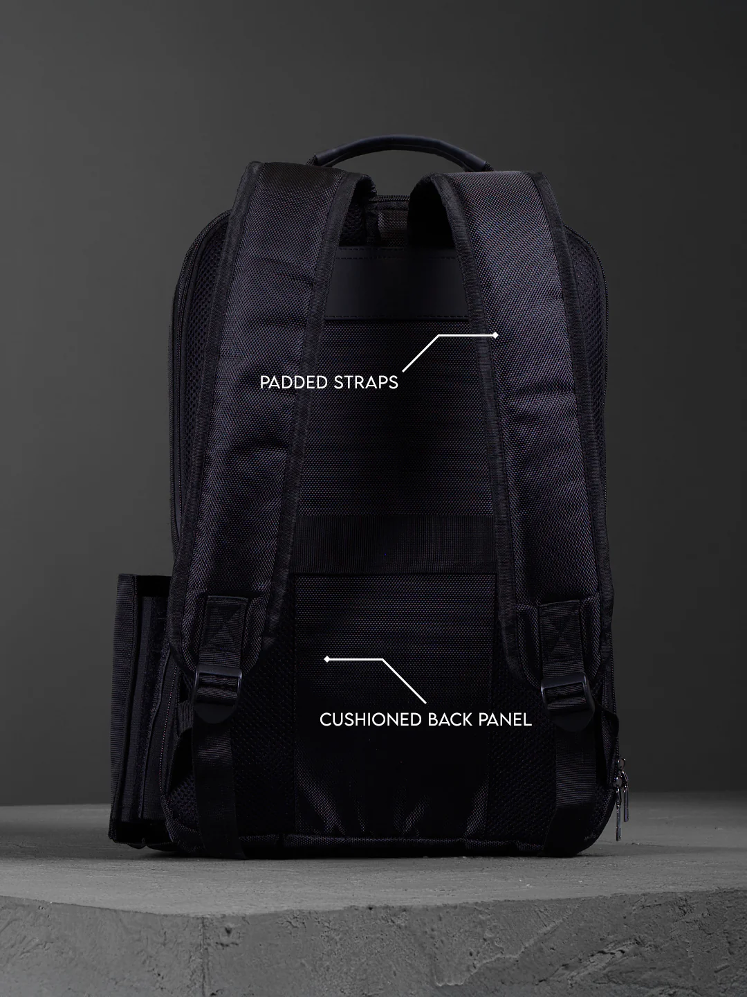 Textured Panel Backpack | Black (30L) - Image 4