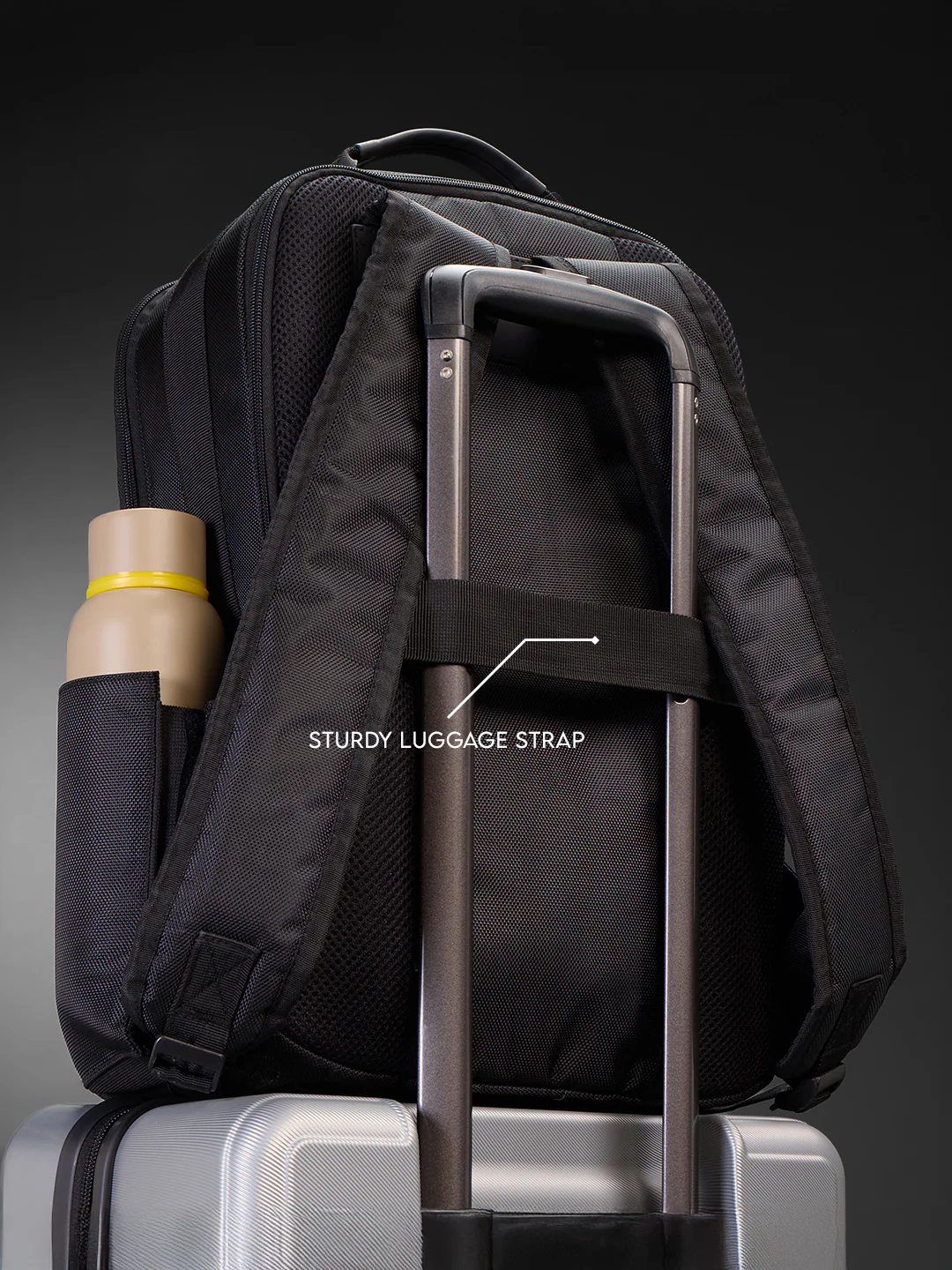 Textured Panel Backpack | Black (30L) - Image 7