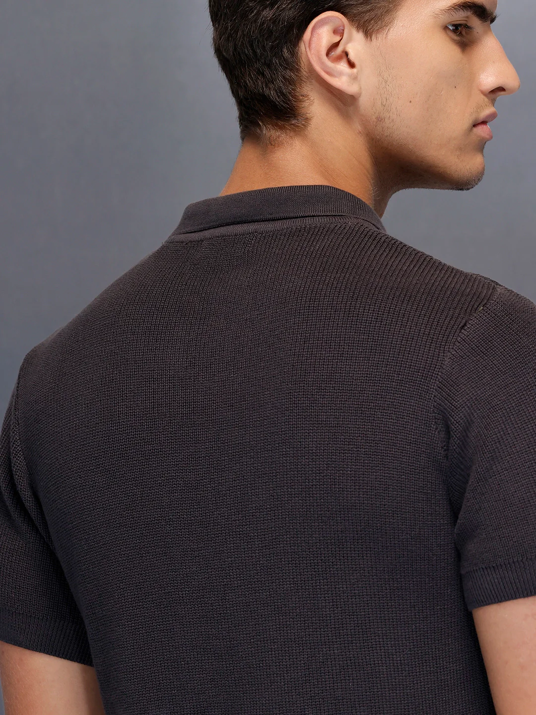Textured polo shirt | Dark Grey - Image 5
