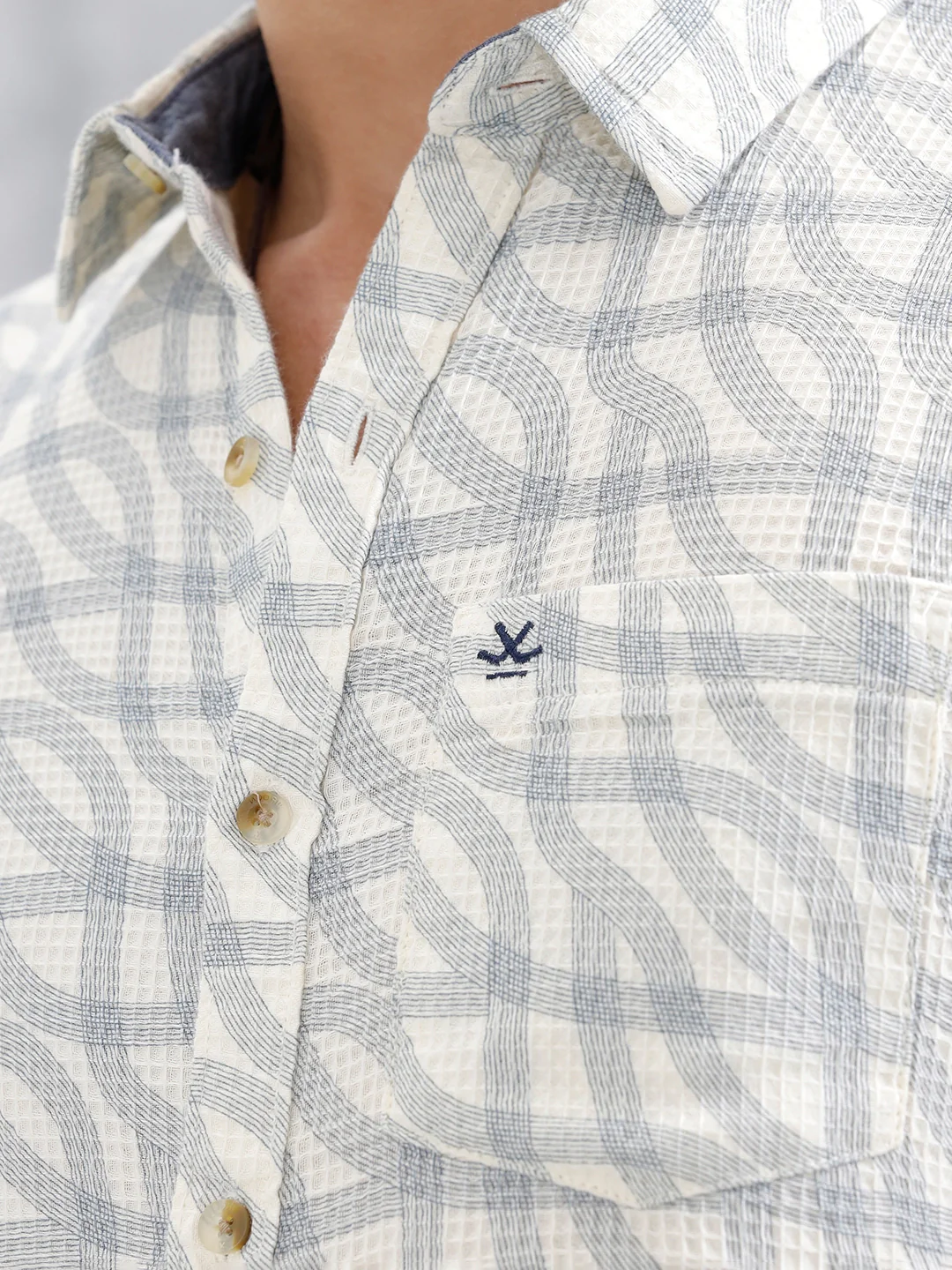 Textured Printed Slim Fit Shirt | Light Blue - Image 5