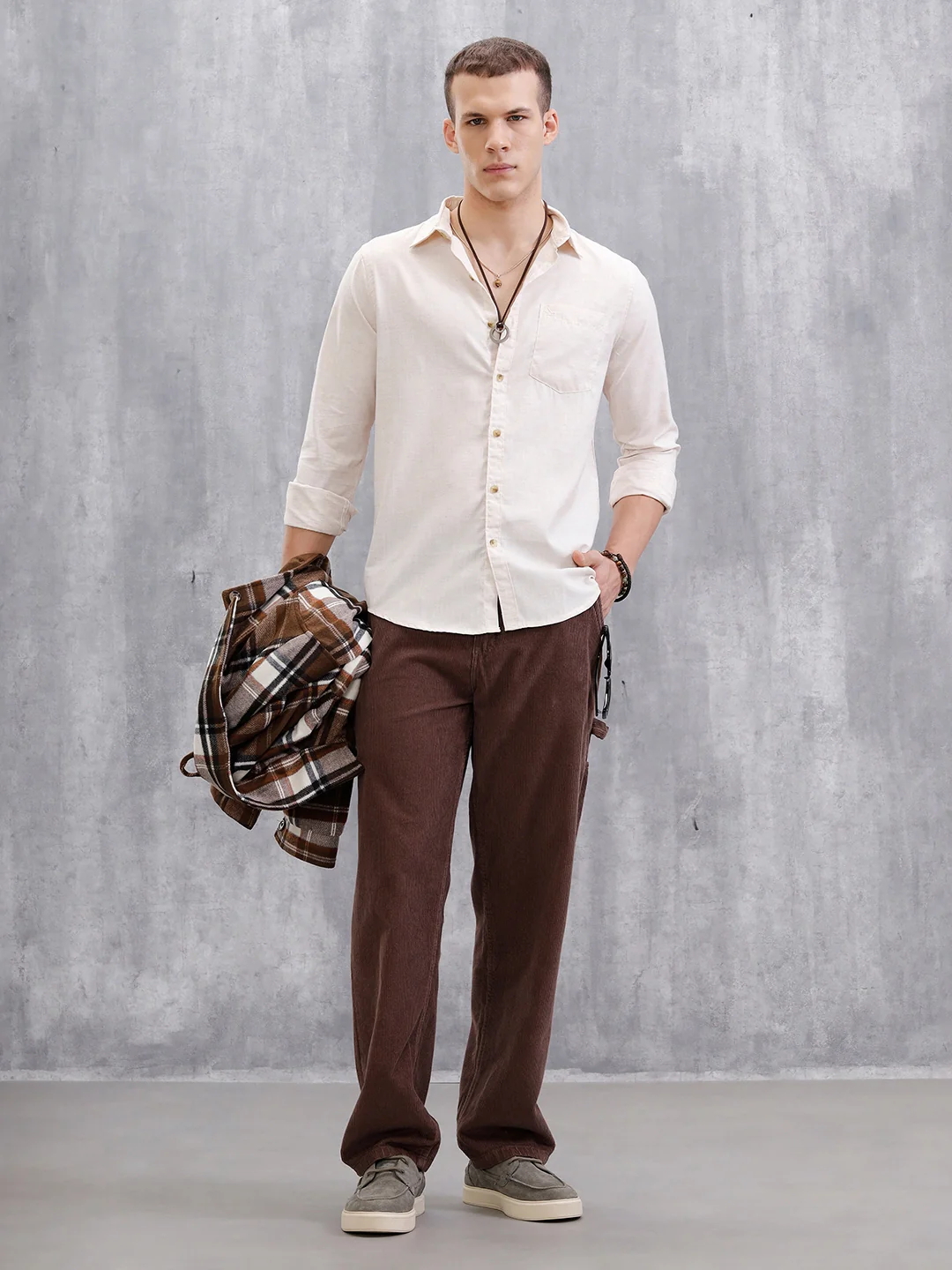 Textured Pure Cotton Shirt | Beige - Image 2