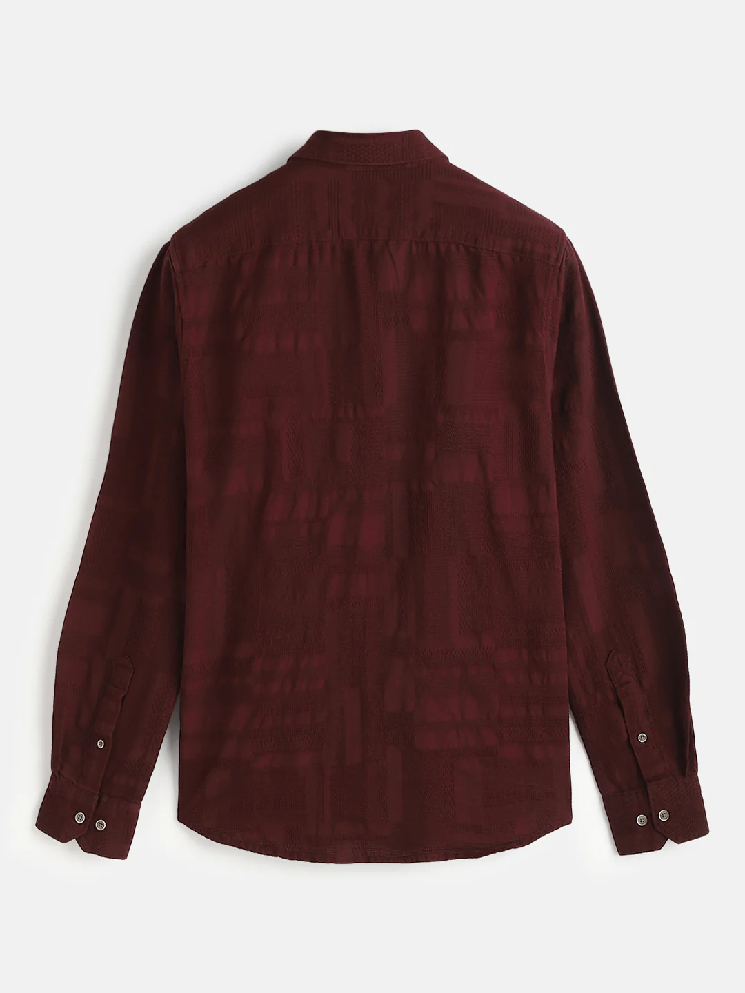 Textured Pure Cotton Shirt | Maroon - Image 3