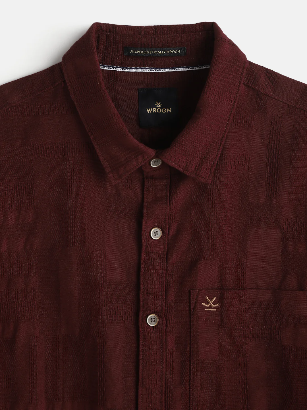 Textured Pure Cotton Shirt | Maroon - Image 4