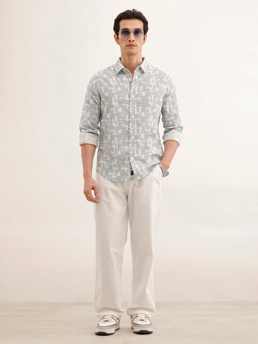 Textured Regular Fit AOP Shirt | Blue - Image 2