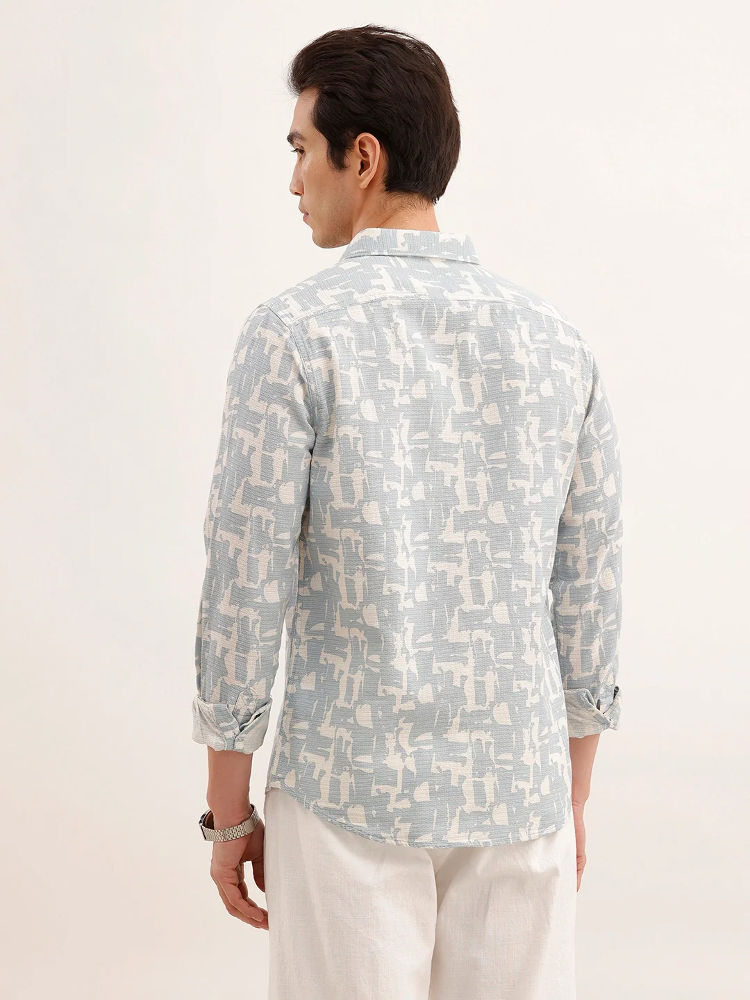 Textured Regular Fit AOP Shirt | Blue - Image 3