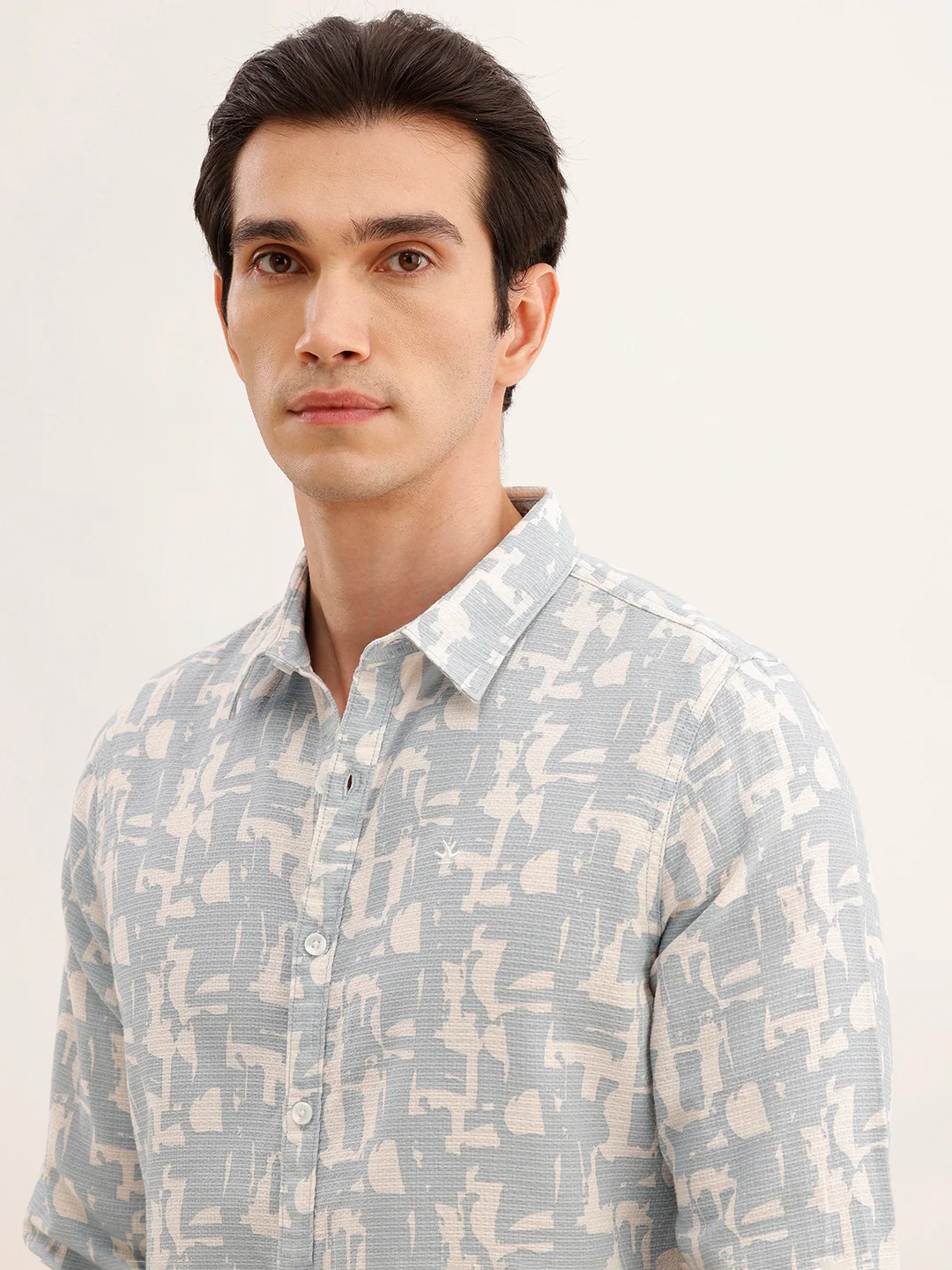 Textured Regular Fit AOP Shirt | Blue - Image 5