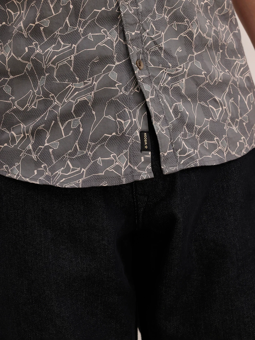 Textured Regular Fit AOP Shirt | Grey - Image 5